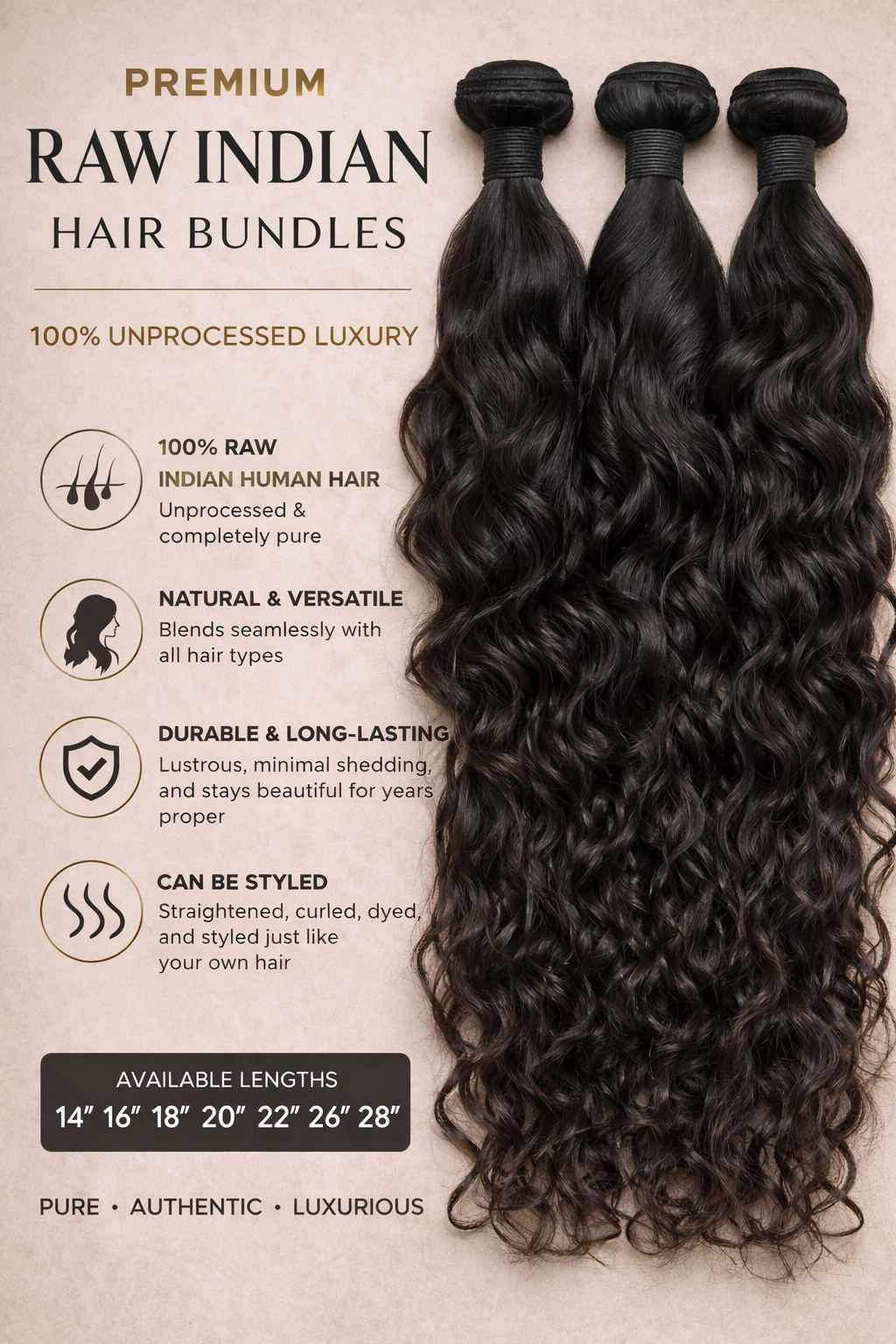 ✨ Premium Raw Indian Hair Bundles – 100% Unprocessed Luxury