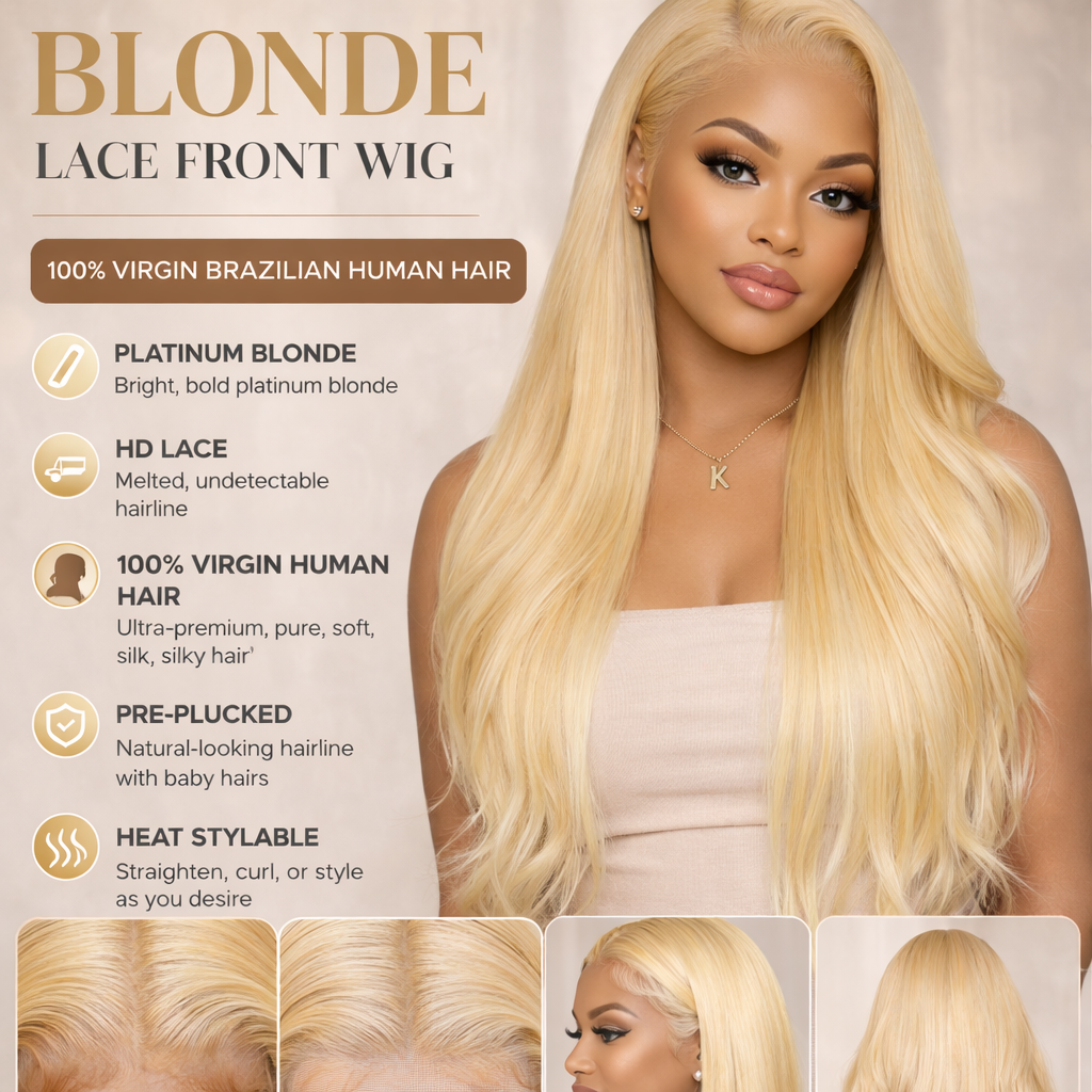 Custom Colored lace Front Wig – 100% Virgin Human Hair