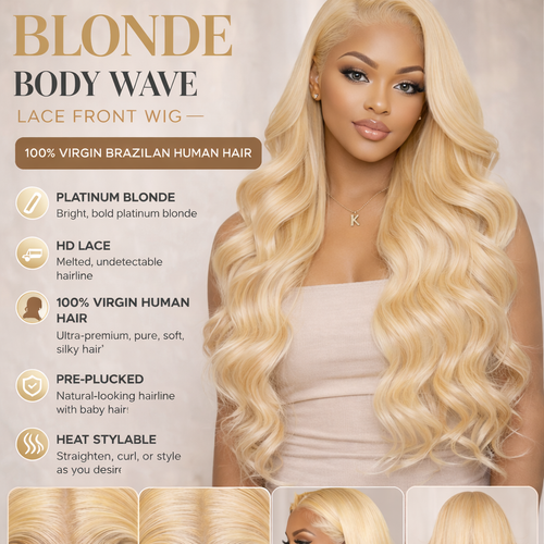 Blonde lace Front Wig – 100% Virgin Brazilian Human Hair